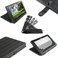 igadgitz Nero 'ArmourDillo' Eco Pelle Custodia Case Cover Protezione per Asus Eee Pad Trasformabile Transformer Tavoletta Android + Sostegno-leggio integrato