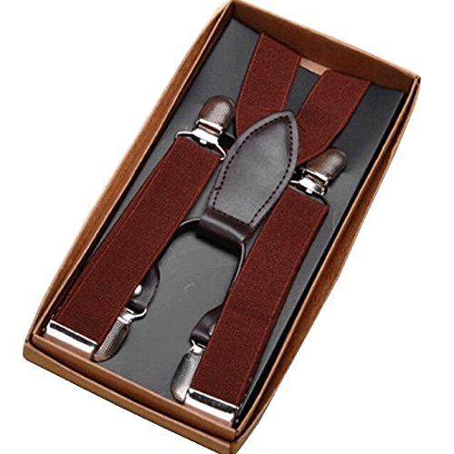 Feibi(TM)Toddler Baby Suspender Y Back Elastic Clip-on Solid Color Suspender Coffee