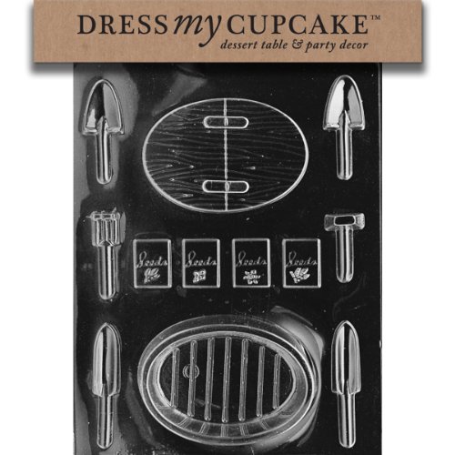 Dress My Cupcake DMCF074 Chocolate Candy Mold, Garden Tool Box with Tools
