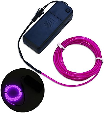 DODOLIGHTNESS New Arrival Decoration Light Series 9FT Neon Glowing Strobing Electroluminescent Wires,EL Wire 4 modes Battery Operated (Purple)