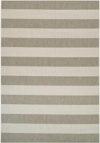 CouristanAfuera Yacht Club Rug, 6-Feet 6-Inch by 9-Feet 6-Inch, Tan/Ivory
