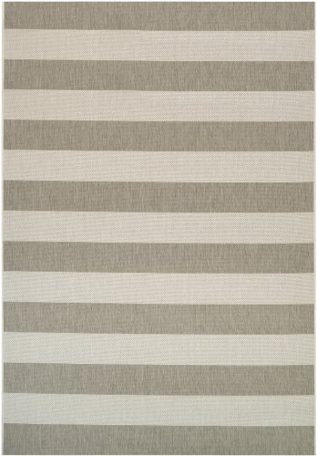CouristanAfuera Yacht Club Rug, 6-Feet 6-Inch by 9-Feet 6-Inch, Tan/Ivory