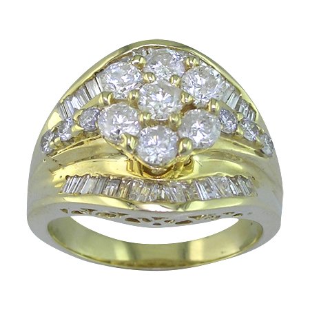 14K Yellow Gold 2CT Diamond Ring Cocktail Design SI Clarity Cheap