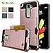 LG Stylo 2/Stylus 2/Stylo 2V/G Stylo 2 case,AnoKe [Card Slots Holder][Not Wallet] Hard Silicone Rubber Hybrid Armor Shockproof Protective Holster Case for K540 LS775 VS835 KLS Rose Gold