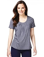 7 Pleat Tile Print Top with Stay New™