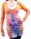 CHRISTIAN AUDIGIER Ed Hardy Tunic V-Neck Womens Long Sleeve Shirt