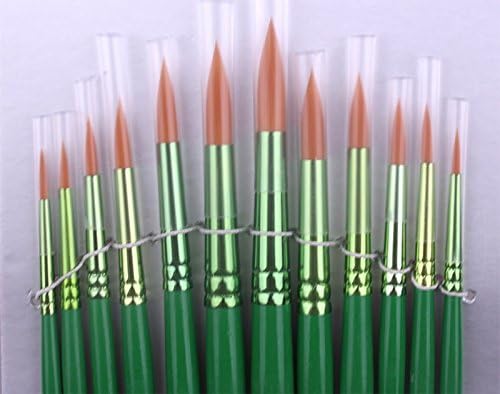 Art tool 12Pcs Hair-Golden Taklon Painting Brush FOR Acrylic,Watercolor,Oil and Tempera, Artist School Accessory