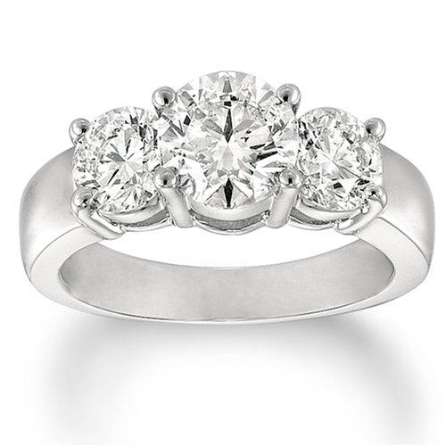 14k White Gold Diamond 3-Stone Ring (3 cttw, H-I, SI2-I1 Clarity)