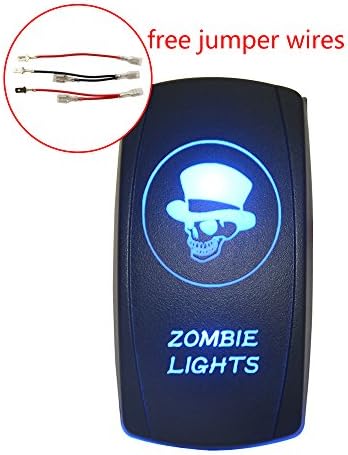 Mictuning 20A 12V ON/OFF Laser Rocker Switch 5Pin (SPST) with Jumper Wire - Blue ZOMBIE Light hat