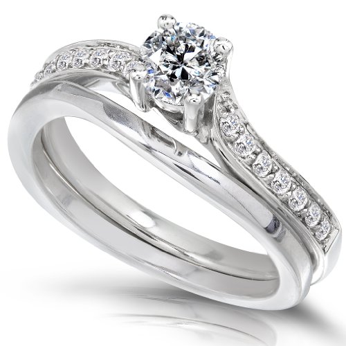 3/8 Carat Round Diamond Bridal Set 14k White Gold