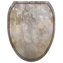 Toilet Tattoos TT-1040-O Silver Stone Decorative Applique for Toilet Lid, Elongated