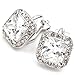 FC JORY White Gold Plated Square CZ Halo Princess Cut Solitaire Clip On Earrings