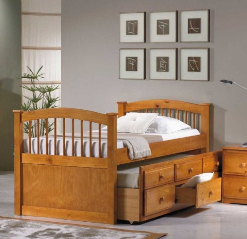 Captain's Bed with Trundle Natural Honey 40H x 75W x 2.5'D