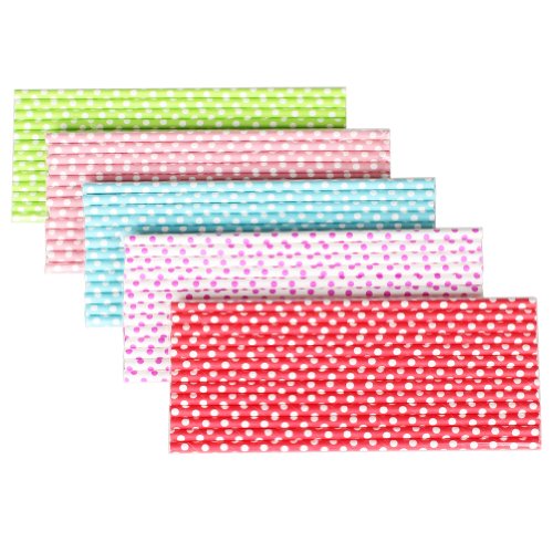 2013newestseller 125pcs Party Wedding Birthday 5 Colors Paper Dot Drinking Straw