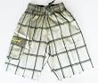Mens Olive Fade Plaid Swim Trunks with Elastic Waist, 2 Side Inseam Pockets, Side Cargo Pocket. Faux Fly, Mesh lined. Size SM-XL