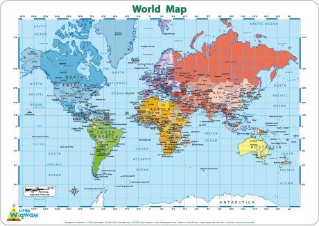 Little Wigwam World Map Placemat