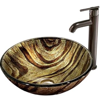 Vigo VGT167 Zebra Vessel Sink with Oil Rubbed Bronze Faucet