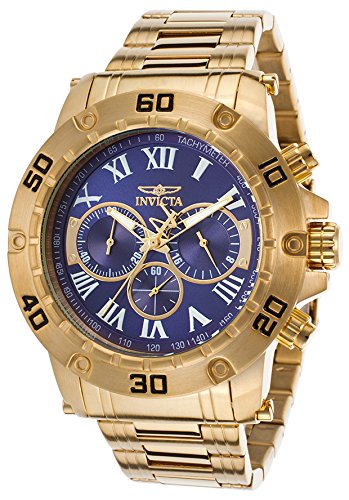 Invicta 19699 Men's Specialty Chrono 18k Gold-Plated SS Blue Dial