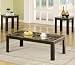 3pc Coffee Table and End Tables Set with Marble Top in Black Finish