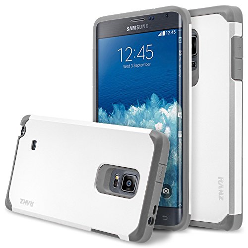 Galaxy Note Edge Case, RANZ Grey with White Hard Impact Dual Layer Shockproof Bumper Case For Samsung Galaxy Note Edge