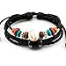 November's Chopin (TM) Unique Colorful Beads Wood Multistrand Leather Adjustable Wrap Bracelet (Black)