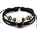 November's Chopin Unique Colorful Beads Wood Beads Multistrand Leather Adjustable Wrap Bracelet (Bla