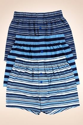 3 Pack - Pure Cotton Striped Boxers