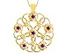 14K Yellow Gold Round Gemstone and Diamond Floral title=