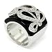 Modern Artistic Silver Cocktail Ring w/Black Onyx & White CZs Size 6