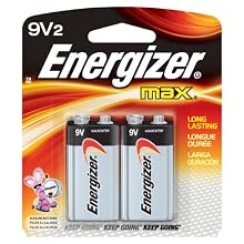 Energizer Max Alkaline 9 Volt Battery 522, 2-Count