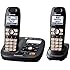 Panasonic KX-TG6592T DECT 6.0 Amplified Sound Cordless Phone with Answering System, Metallic Black, 2 Handsets
