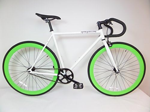 White and Lime Green Fixie with Drop Bars Single Speed Fixie Bike with Flip Flop Hub By Sgvbicycles Fixies (49cm)