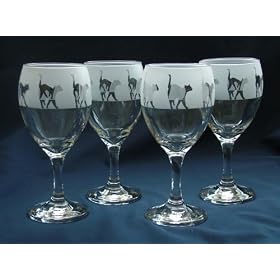 Cat gift walking wine glasses