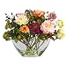 Peony with Glass Vase Silk Flower Arrangement in Mixed - Nearly Natural - 4668