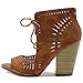 Ollio Women Shoe Fashion Lace up Cutout Ankle High Heel Bootie Sandal