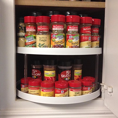 Lazy Susan Spice Rack Storage Organizer 2 Tier Turntable Pantry