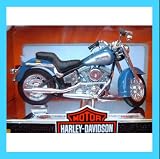 Harley Davidson 1986 FLST Heritage Softail Evolution in Blue & Silver (1:18 scale) Diecast Model Motorbike
