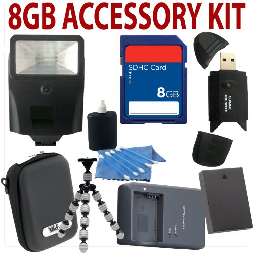 Canon SD940 IS, IXUS 120 IS, IXY 220 IS Digital Camera Accessory Kit Includes Canon NB-4L (NB4L) Equivalent Replacement Battery + Replacement Battery Charger + Hard Shell Camera Case + Gripster Table Top Tripod + 8GB SDHC Memory + Memory Reader + Camera Cleaning Kit