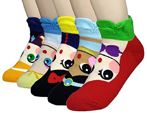 JJMax Girls Princess Series Character Socks: Elsa, Anna, Ariel, Snow White, Jasmine