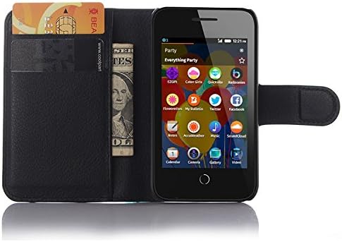 OT4019 Case, Zeeeda PU Leather Wallet Flip Case Cover for Alcatel Fire C OT 4019 (Black)