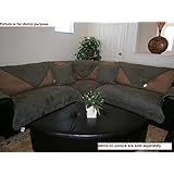 Bonded Micro Suede Quilted Sectional Deep Seats Sofa Slipcover Pad Furniture Protector Sold By Piece Rather Than Set (Olive Green, 35x82")