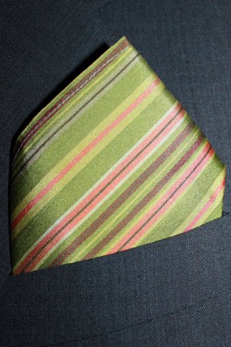 Green Stripes Silk Pocket Square