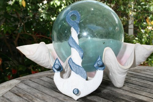 SHIP ANCHOR HANGER - 12 WHITE & BLUE NAUTICAL DECOR