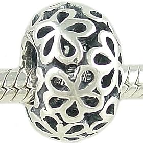 Filigree Daisy 925 Sterling Silver Bead fits European Charm Bracelet