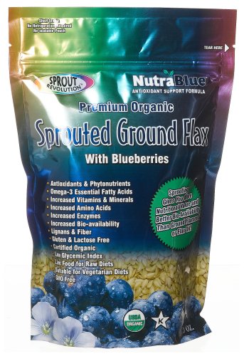 Sprout Revolution Nutrablue Sprouted Flax Seed Powder With Blueberries, 16-Ounce Pouch (Pack of 2)