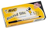 BIC GSF11BK BIC Round Stic Ballpoint Pen, White Barrel, Black Ink, Fine Point, 36 - 12ct boxes