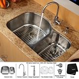 32 in. 70/30 Double Bowl Kitchen Sink w Faucet & Soap Dispenser