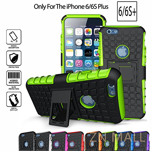 iPhone 6 Plus Case,iPhone 6S Plus Case**HOT**iPhone 6 6s Plus Case [Light Weight] Durable TPU&PC Dual Layer Shockproof Impact Resistant Hard Case Cover with Kickstand for iPhone 6 Plus 6S Plus (Green)