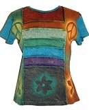 Agan Traders #201 Rib Cotton Funky Peace Symbol Tie Dye Yoga T-Shirt