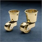 Cast Brass Casters w/Round Socket 1'' W X 2-1/8'' H, Pair